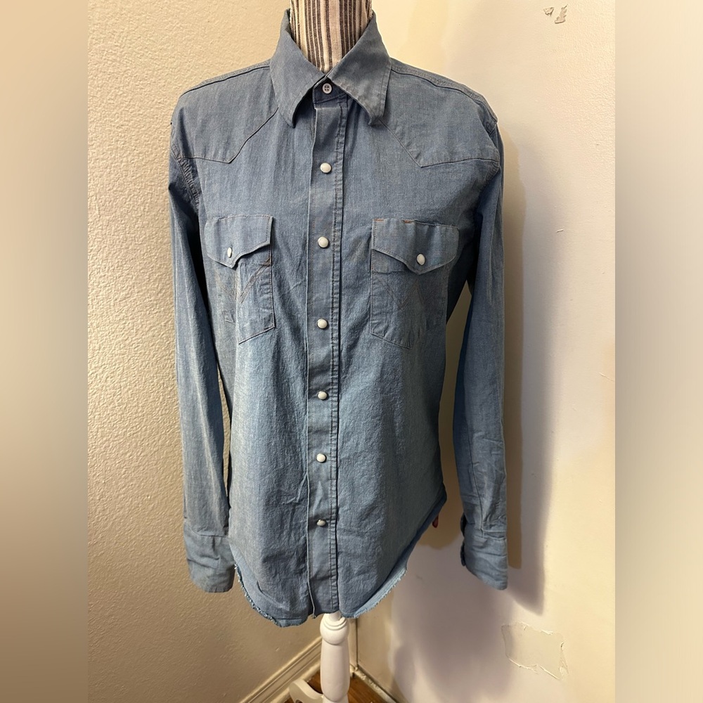 Light Blue Denim Western Shirt - Women